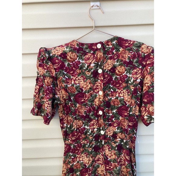 ED Michaels Vintage 80s Floral Dress Button Down Back w Pockets Romantic 11/12* - Picture 8 of 13